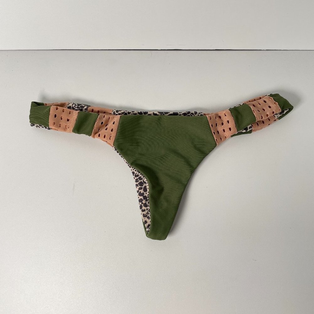 ACACIA Swimwear Green Palm Topless Mesh Bottom Size XS / P Bikini Swimsuit